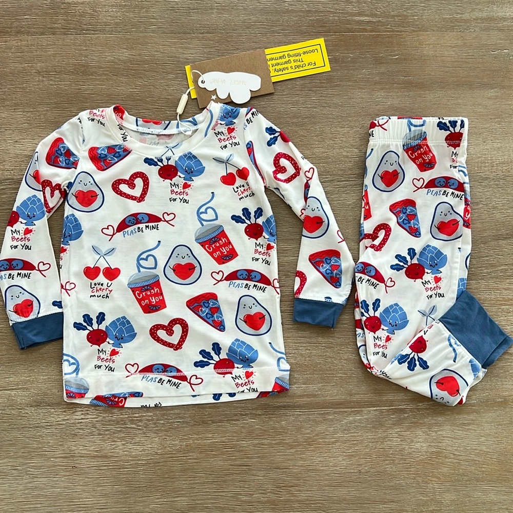 Angel Dear Bamboo Pajama Set Love You Foodie Much Blue 12-18 months